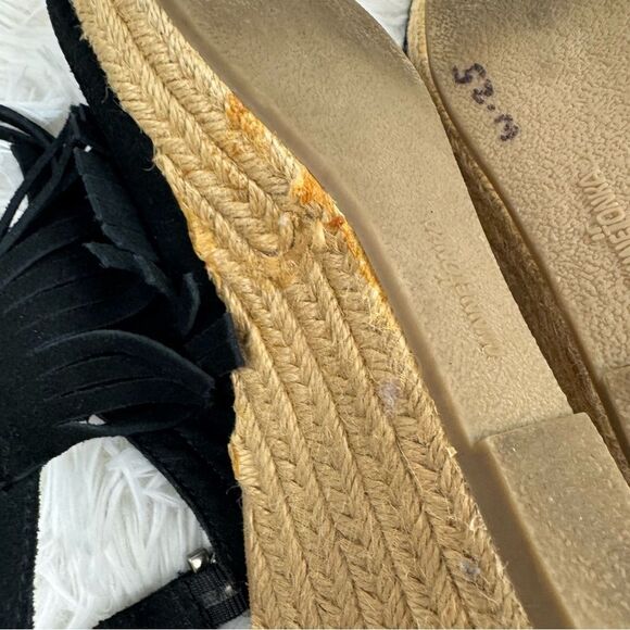 Minnetonka Ashley Sue Fringe Suede Leather Espadrille Wedge Sandals - Picture 10 of 11